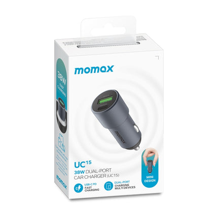 MOMAX UC15 38W PD + QC3.0 Dual Ports Car Charger, 38W
