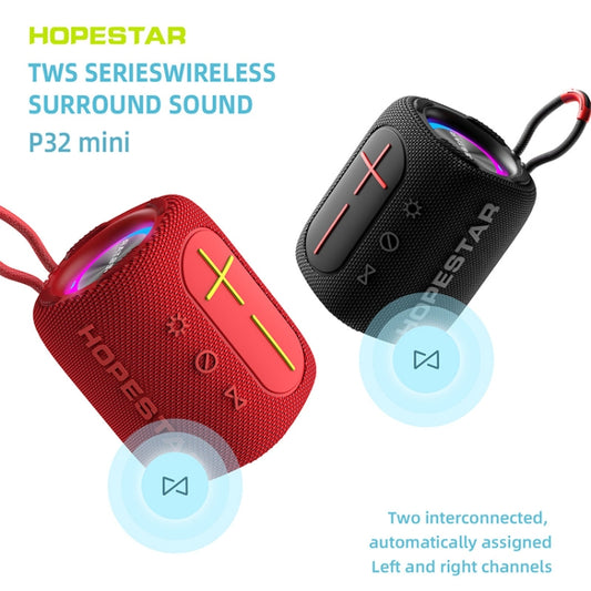 HOPESTAR P32mini TWS Wasserdichter kabelloser Bluetooth-Lautsprecher, P32mini (Schwarz), P32mini (Grau), P32mini (Blau), P32mini (Rot)