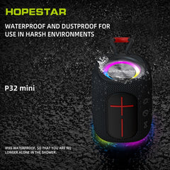 HOPESTAR P32mini TWS Waterproof Wireless Bluetooth Speaker, P32mini(Black), P32mini(Grey), P32mini(Blue), P32mini(Red)