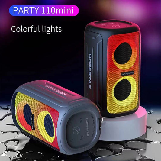 HOPESTAR Party 110 Mini, kabelloser Bluetooth-Lautsprecher mit bunten Lichtern, Party 110 Mini (Schwarz), Party 110 Mini (Grün), Party 110 Mini (Grau), Party 110 Mini (Blau)