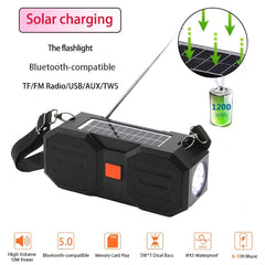 Altavoz inalámbrico Bluetooth con energía solar para exteriores T&amp;G TG634 con ranura para tarjeta FM/linterna/TF