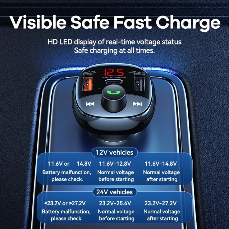 REMAX RCC330 Rodi Series 3 in 1 Car 54.5W PD Fast Charger Support FM / TF Card / Bluetooth Hands-free Calling, RCC331