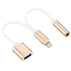 10cm 8 Pin Female & 3.5mm Audio Female to 8 Pin Male Charger&#160;Adapter Cable, Support All IOS Systems