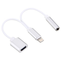 10cm 8 Pin Female & 3.5mm Audio Female to 8 Pin Male Charger&#160;Adapter Cable, Support All IOS Systems