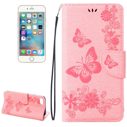 For  iPhone 8 & 7   Pressed Flowers Butterfly Pattern Horizontal Flip Leather Case with Holder & Card Slots & Wallet