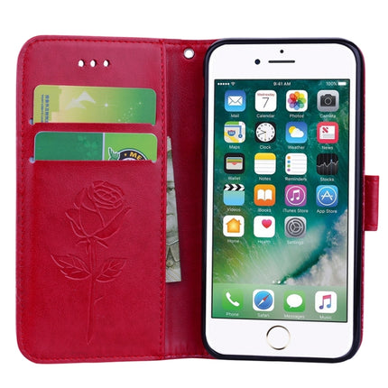 Für iPhone 8 &amp; 7, Klapphülle aus Leder mit Rosen-Muster und gepressten Blumen, mit Halterung, Kartenfächern und Geldbörse, für 8 &amp; 7