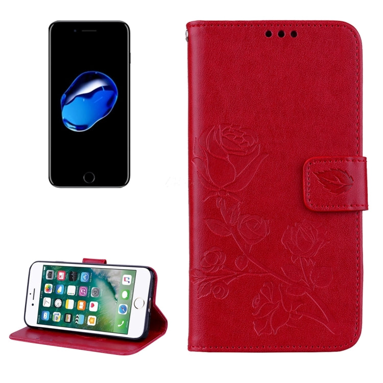 Funda de cuero con tapa con diseño de flores prensadas y rosas para iPhone 8 y 7, con soporte, ranuras para tarjetas y billetera, para iPhone 8 y 7