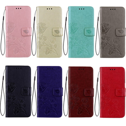 Für iPhone 8 &amp; 7, Klapphülle aus Leder mit Rosen-Muster und gepressten Blumen, mit Halterung, Kartenfächern und Geldbörse, für 8 &amp; 7