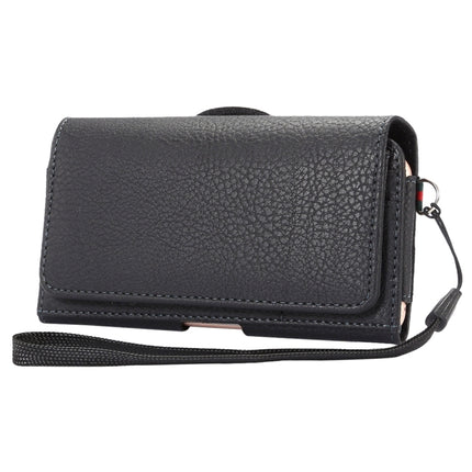 Universelle vertikale Klapphülle/Gürteltasche aus PU-Leder mit Litschi-Textur, mit Rückenschiene und Kartenfächern und 15 cm langem Trageband für iPhone 8 &amp; 7 &amp; 6s &amp; 6, Galaxy SIV &amp; SIII, Xiaomi Redmi 3 &amp; 3X, Größe: 14,3 x 7,5 x 1,5 cm