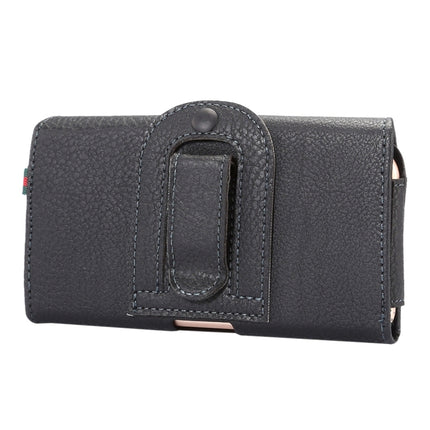 Universelle vertikale Klapphülle/Gürteltasche aus PU-Leder mit Litschi-Textur, mit Rückenschiene und Kartenfächern und 15 cm langem Trageband für iPhone 8 &amp; 7 &amp; 6s &amp; 6, Galaxy SIV &amp; SIII, Xiaomi Redmi 3 &amp; 3X, Größe: 14,3 x 7,5 x 1,5 cm
