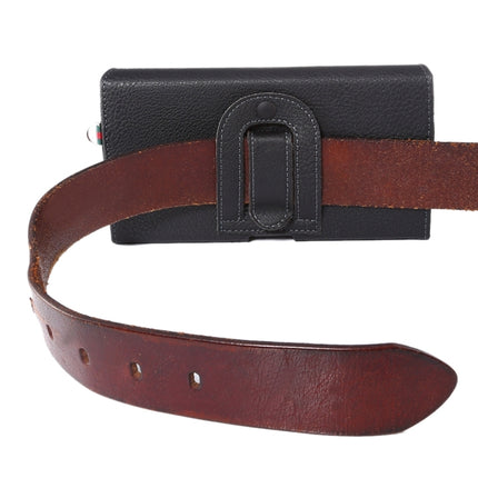 Universelle vertikale Klapphülle/Gürteltasche aus PU-Leder mit Litschi-Textur, mit Rückenschiene und Kartenfächern und 15 cm langem Trageband für iPhone 8 &amp; 7 &amp; 6s &amp; 6, Galaxy SIV &amp; SIII, Xiaomi Redmi 3 &amp; 3X, Größe: 14,3 x 7,5 x 1,5 cm