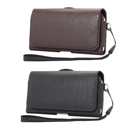Universelle vertikale Klapphülle/Gürteltasche aus PU-Leder mit Litschi-Textur, mit Rückenschiene und Kartenfächern und 15 cm langem Trageband für iPhone 8 &amp; 7 &amp; 6s &amp; 6, Galaxy SIV &amp; SIII, Xiaomi Redmi 3 &amp; 3X, Größe: 14,3 x 7,5 x 1,5 cm