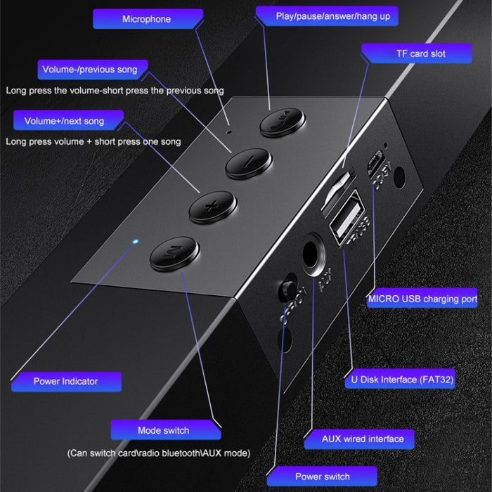 YINDIAO A36 Bluetooth 5.0 Smart Subwoofer Computer Wireless Bluetooth Speaker, Bluetooth Standard Version, Bluetooth Standard Version(Black)