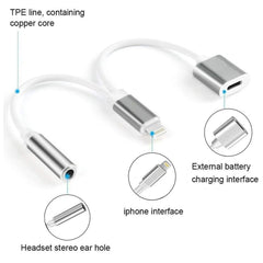 10cm 8 Pin Female & 3.5mm Audio Female to 8 Pin Male Charger Adapter Cable, Support All iOS System