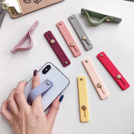 TPU Leather Finger Strap Phone Holder Desktop Grip Stand