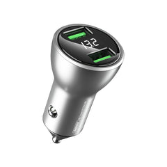 REMAX RCC106 Vitor Series 3.4A Dual USB Interface Car Charger with Digital Display, with Digital Display Silver, with Digital Display Black