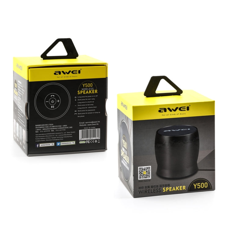 awei Y500 Mini Portable Wireless Bluetooth Speaker with 3D Stereo, Built-in Mic, Support TF Card / AUX
