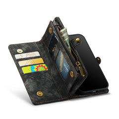 CaseMe for  iPhone 8 & 7  Multifunctional Leather Billfold with Detachable Magnetic PC Back Protective Case & Holder & 10 Card Slots & 3 Cash Slots & 1 Zipper Wallet & 2 Photo Frames & 3 Magnetic Clasps