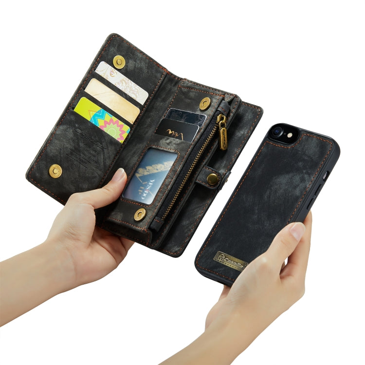 CaseMe for  iPhone 8 & 7  Multifunctional Leather Billfold with Detachable Magnetic PC Back Protective Case & Holder & 10 Card Slots & 3 Cash Slots & 1 Zipper Wallet & 2 Photo Frames & 3 Magnetic Clasps