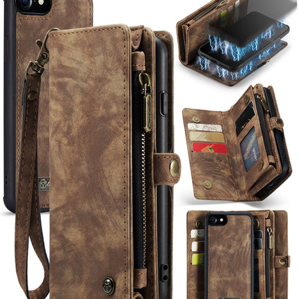 CaseMe for  iPhone 8 & 7  Multifunctional Leather Billfold with Detachable Magnetic PC Back Protective Case & Holder & 10 Card Slots & 3 Cash Slots & 1 Zipper Wallet & 2 Photo Frames & 3 Magnetic Clasps, For iPhone 8 & 7, For 8 & 7