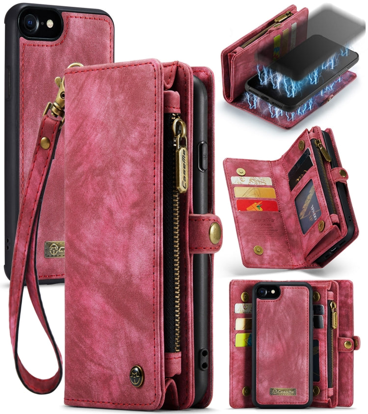 CaseMe for  iPhone 8 & 7  Multifunctional Leather Billfold with Detachable Magnetic PC Back Protective Case & Holder & 10 Card Slots & 3 Cash Slots & 1 Zipper Wallet & 2 Photo Frames & 3 Magnetic Clasps