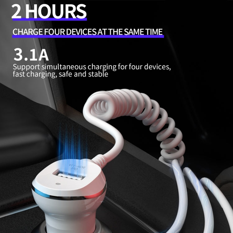 WK WP-C24 3.1A Explore The 3-in-1 Free Edition 8 Pin / Micro USB / USB-C / Type-C Data Cable + USB Car Charger, WP-C24