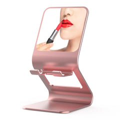 Universal Mobile Phone / Tablet PC Multifunctional Metal Desktop Stand with Makeup Mirror