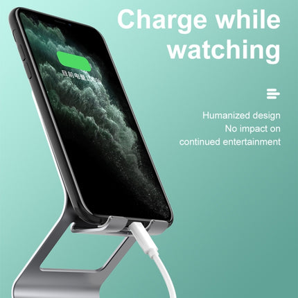 Soporte de escritorio multifuncional de metal universal para teléfono móvil o tableta con espejo de maquillaje