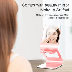 Universal Mobile Phone / Tablet PC Multifunctional Metal Desktop Stand with Makeup Mirror