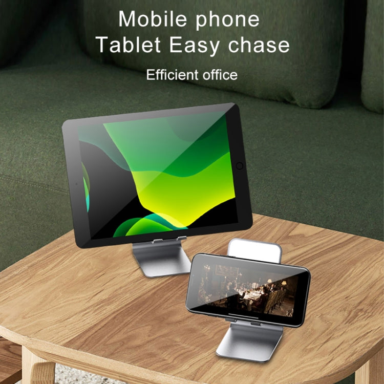 Soporte de escritorio multifuncional de metal universal para teléfono móvil o tableta con espejo de maquillaje