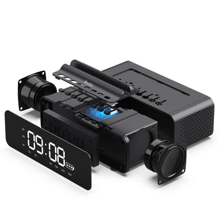 Altavoz Bluetooth inalámbrico Oneder V06 Smart Sound Box, reloj despertador con pantalla LED, compatible con manos libres, FM, tarjeta TF, AUX y unidad USB