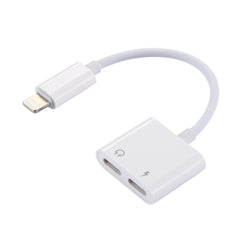 2 in 1 8 Pin Male to 8 Pin Charging + 8 Pin Audio Female Earphone Adapter with Call Function, Support IOS 10.3.1 or Above