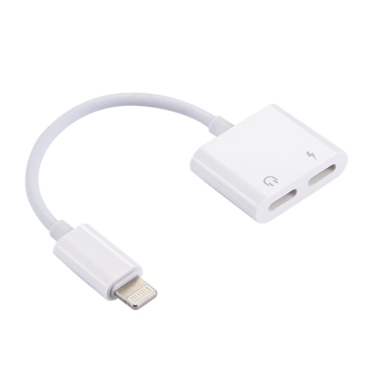 2 in 1 8 Pin Male to 8 Pin Charging + 8 Pin Audio Female Earphone Adapter with Call Function, Support IOS 10.3.1 or Above