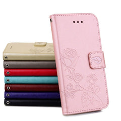 Funda de cuero con tapa con diseño de flores prensadas y rosas para iPhone 8 Plus y 7 Plus, con soporte, ranuras para tarjetas y billetera, para 8P y 7P