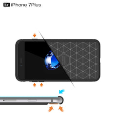 For iPhone 7 Plus Brushed Texture Fiber TPU Rugged Armor Protective Case, For 7 Plus, For iPhone 7 Plus, For 8P & 7P