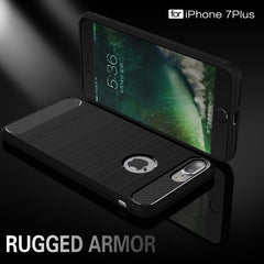 For iPhone 7 Plus Brushed Texture Fiber TPU Rugged Armor Protective Case, For 7 Plus, For iPhone 7 Plus, For 8P & 7P