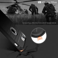 For iPhone 7 Plus Brushed Texture Fiber TPU Rugged Armor Protective Case, For 7 Plus, For iPhone 7 Plus, For 8P & 7P