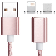 2 in 1 5V 2A Micro USB & 8 Pin to USB 2.0 Weave Style Magnetic Data Cable, Cable Length: 1.2m