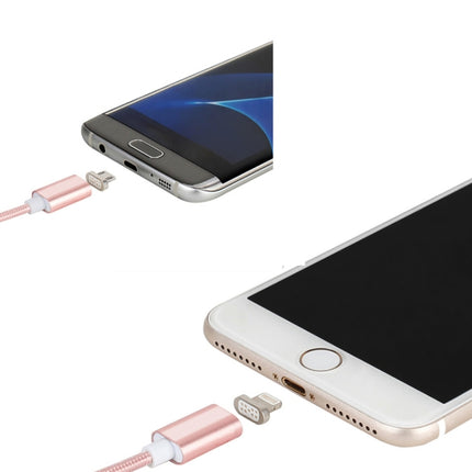 2-in-1 5 V 2 A Micro USB &amp; 8 Pin auf USB 2.0 Weave Style Magnetisches Datenkabel, Kabellänge: 1,2 m
