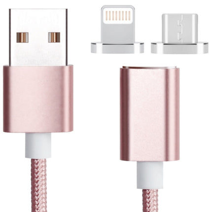 2-in-1 5 V 2 A Micro USB &amp; 8 Pin auf USB 2.0 Weave Style Magnetisches Datenkabel, Kabellänge: 1,2 m