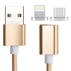 2 in 1 5V 2A Micro USB & 8 Pin to USB 2.0 Weave Style Magnetic Data Cable, Cable Length: 1.2m