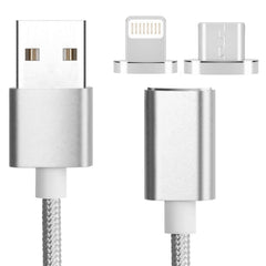 2 in 1 5V 2A Micro USB & 8 Pin to USB 2.0 Weave Style Magnetic Data Cable, Cable Length: 1.2m