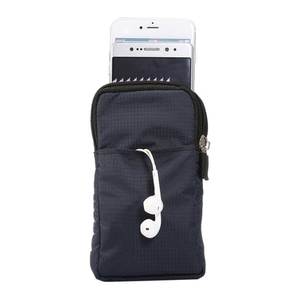 Universal Multi-function Plaid Texture Double Layer Zipper Sports Waist Bag / Shoulder Bag for iPhone X  & 7 & 7 Plus / Galaxy S9+ / S8+ / Note 8 / Sony Xperia Z5 / Huawei Mate 8, Size: 16.5 x 9.0 x 3.0cm