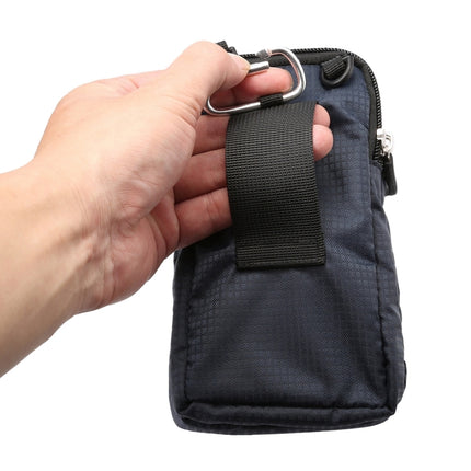 Universal Multi-function Plaid Texture Double Layer Zipper Sports Waist Bag / Shoulder Bag for iPhone X  & 7 & 7 Plus / Galaxy S9+ / S8+ / Note 8 / Sony Xperia Z5 / Huawei Mate 8, Size: 16.5 x 9.0 x 3.0cm