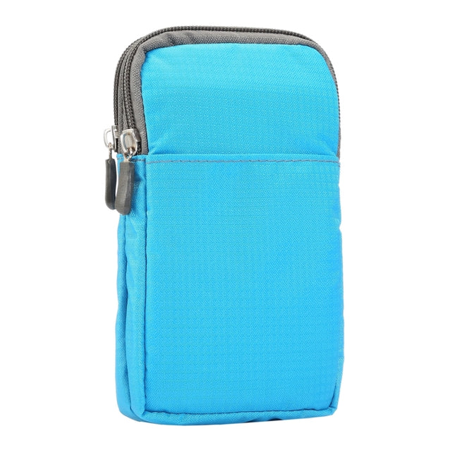 Universal Multi-function Plaid Texture Double Layer Zipper Sports Waist Bag / Shoulder Bag for iPhone X  & 7 & 7 Plus / Galaxy S9+ / S8+ / Note 8 / Sony Xperia Z5 / Huawei Mate 8, Size: 16.5 x 9.0 x 3.0cm