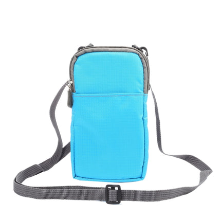 Universal Multi-function Plaid Texture Double Layer Zipper Sports Waist Bag / Shoulder Bag for iPhone X  & 7 & 7 Plus / Galaxy S9+ / S8+ / Note 8 / Sony Xperia Z5 / Huawei Mate 8, Size: 16.5 x 9.0 x 3.0cm