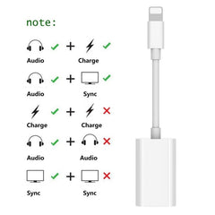 8 Pin Male to 8 Pin Female Sync Data / Charger & 8 Pin Female Audio Adapter, Support iOS 10.3.1 or Above Mobile Phones