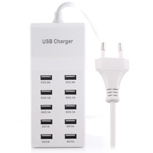 5V 2,4A / 2,1A / 1A 10-Port USB-Ladeadapter, EU-Stecker