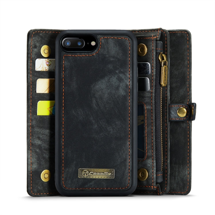 CaseMe for iPhone 8 Plus & 7 Plus   Multifunctional Leather Billfold with Detachable Magnetic PC Back Protective Case & Holder & 11 Card Slots & 3 Cash Slots & 1 Zipper Wallet & 2 Photo Frames & 3 Magnetic Clasps