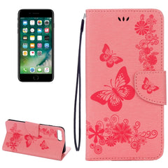 For iPhone 8 Plus & 7 Plus   Butterflies Embossing Horizontal Flip Leather Case with Holder & Card Slots & Wallet & Lanyard, For 8P & 7P